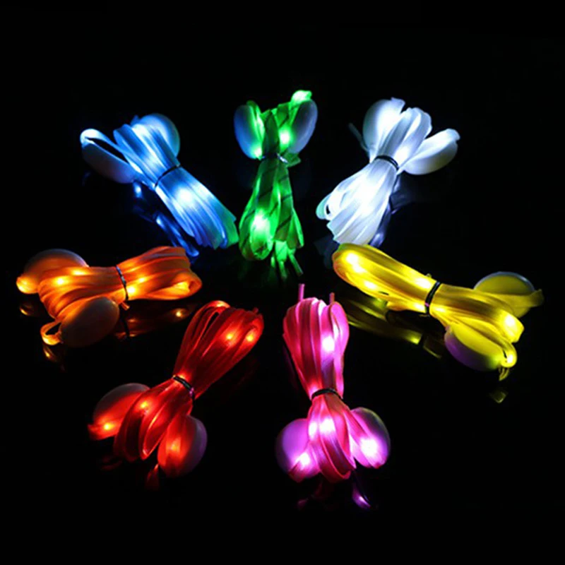 

1Pair No Tie Lazy LED Sport Shoe Laces Luminous Shoelaces Glow Shoe Strings Round Flash Light Shoelaces Batteries Not Included