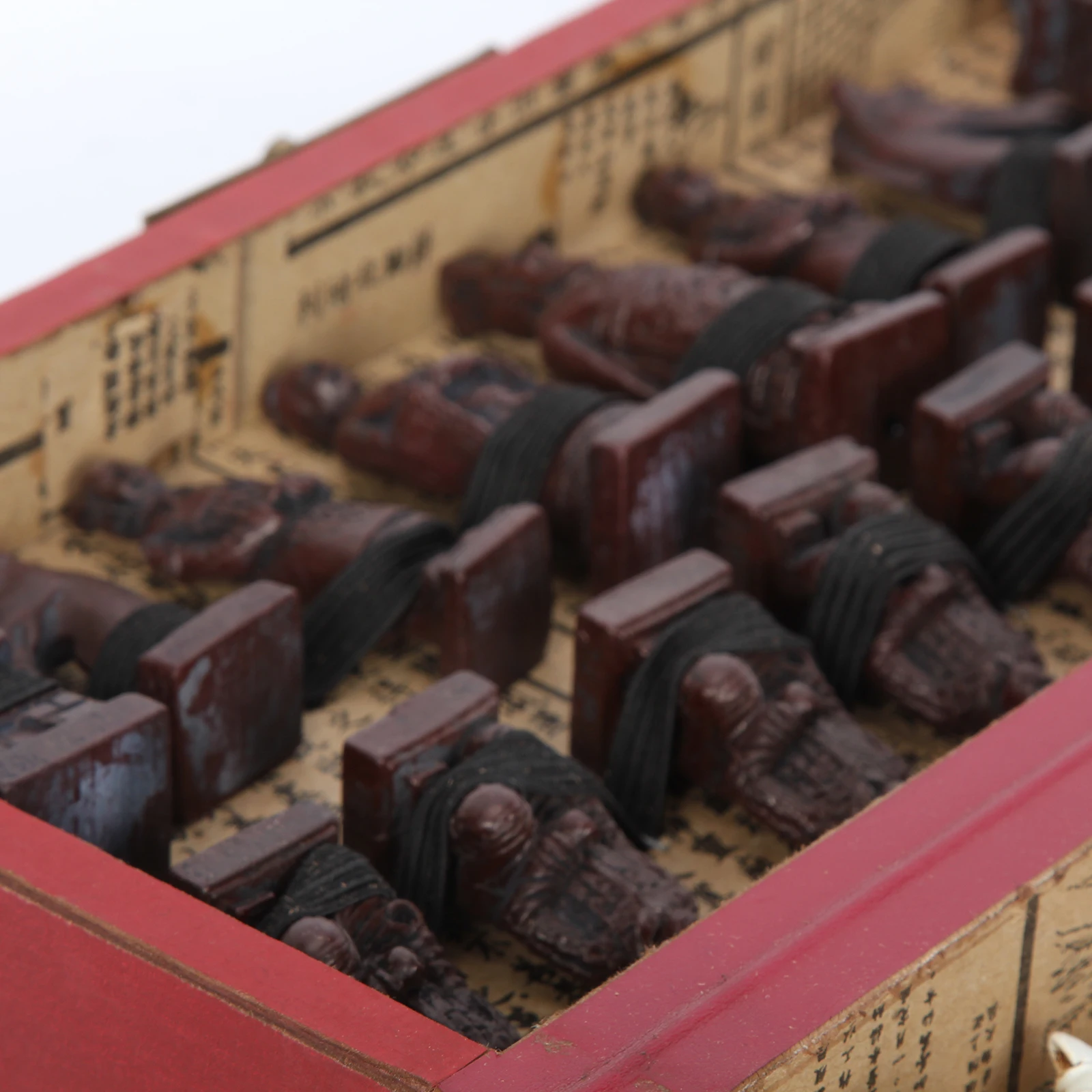 

Chinese 32 pieces chess set Xian Terracota Warrior Folding Board Box Storage