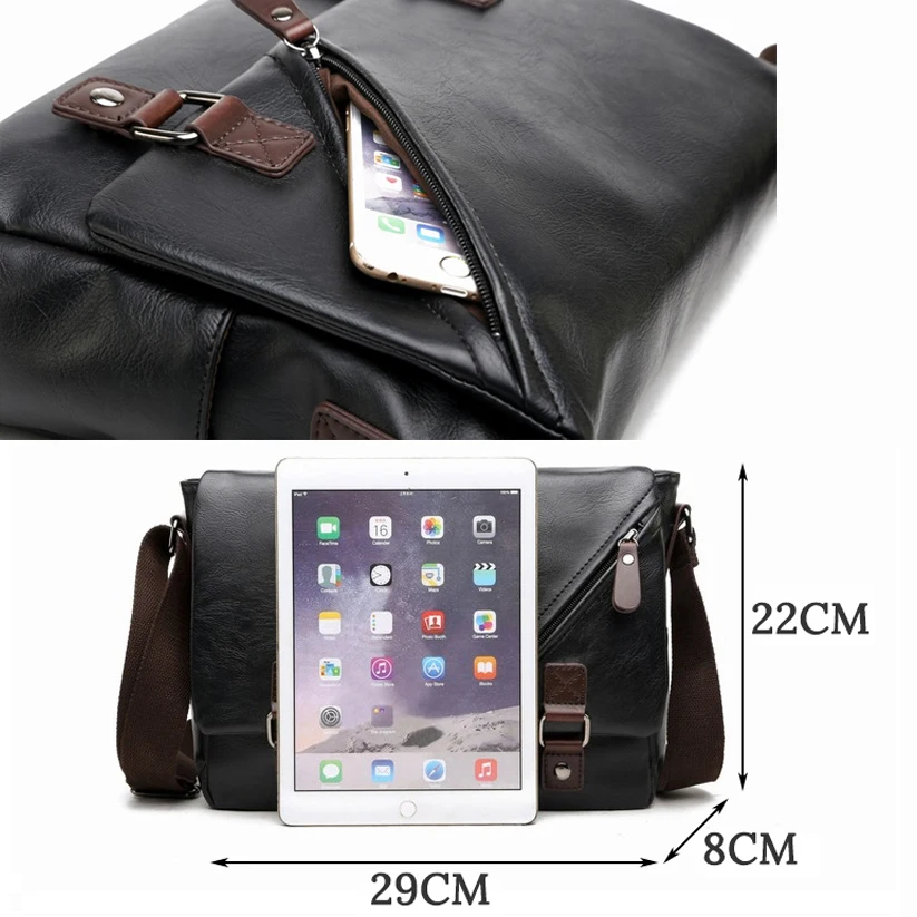 Сумка мессенджер мужская из экокожи модный саквояж на плечо для ноутбука Ipad