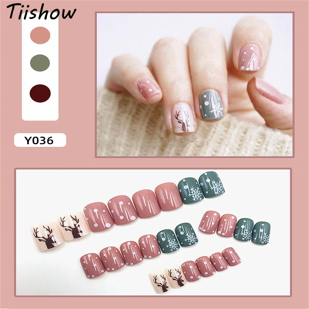 

Набор накладных ногтей Tiishow 36 цветов 24 шт./коркор. Рождественский накладной ноготь Желейный Гель Набор накладных ногтей натуральный Полное ...