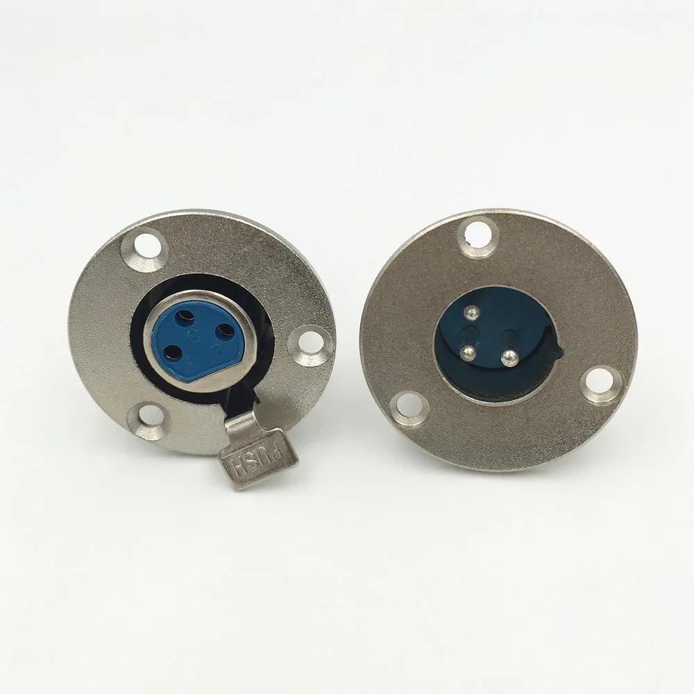 1Pcs Metal XLR 3 Pin Male / Female Round Panel Socket Connector 3PIN with Hole Adapter | Connectors