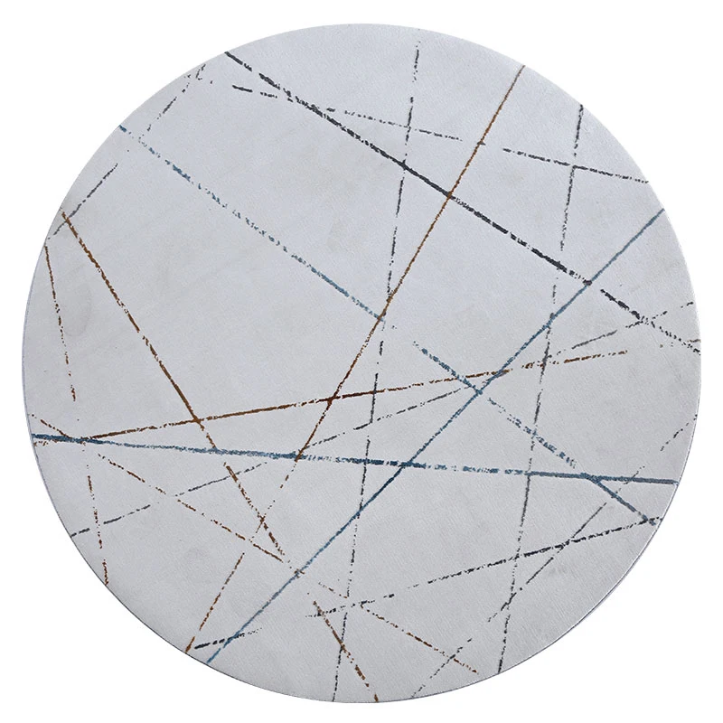 

Geometric Line Carpet Living Room Modern Concise Round Rug for Bedroom Luxury Coffee Table Floor Mat Thick Cloakroom Carpet