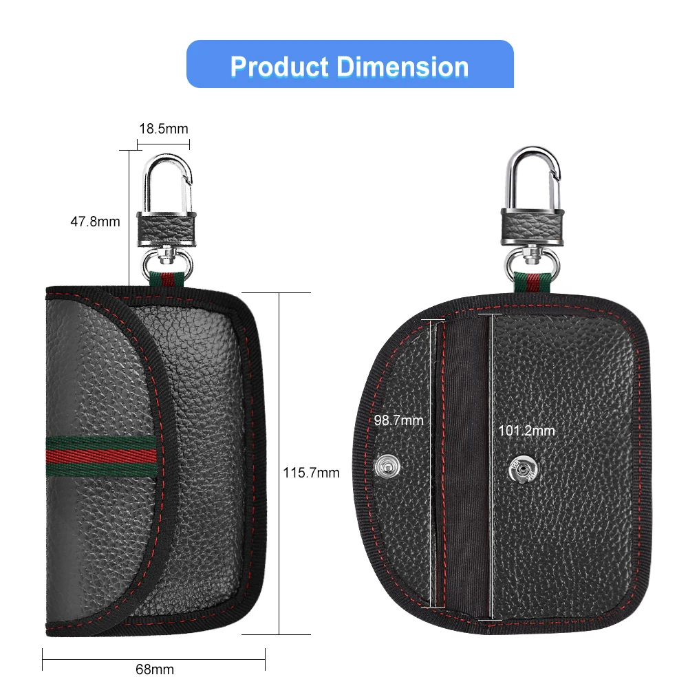 Кожаный Автомобильный ключ сумка чехол Фарадея универсальный держатель молния
