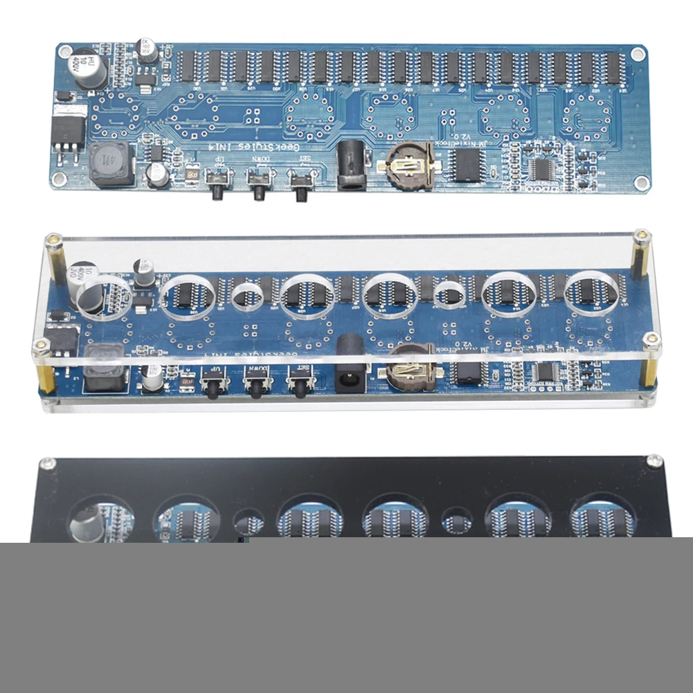 

Набор для управления цифровыми часами RGB, Nixie Tube, печатная плата «сделай сам» с акриловым корпусом, 187x48 мм