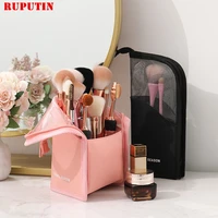 1 pcs stand cosmetic bag for women clear zipper makeup bag travel female makeup brush holder organizer toiletry bag beauty case