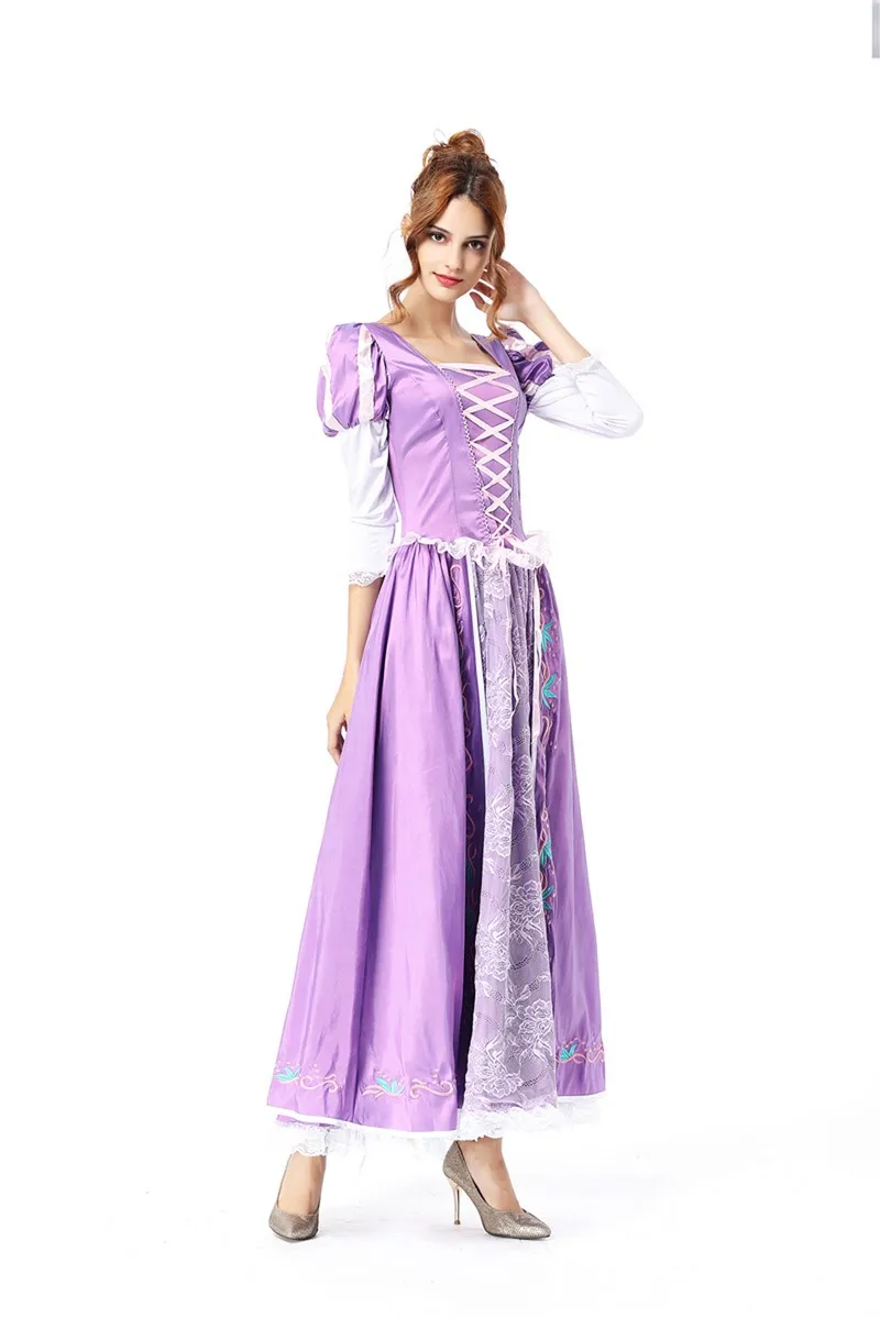 Пурпурный костюм для взрослых Рапунцель маскарадный аниме косплей принцессы