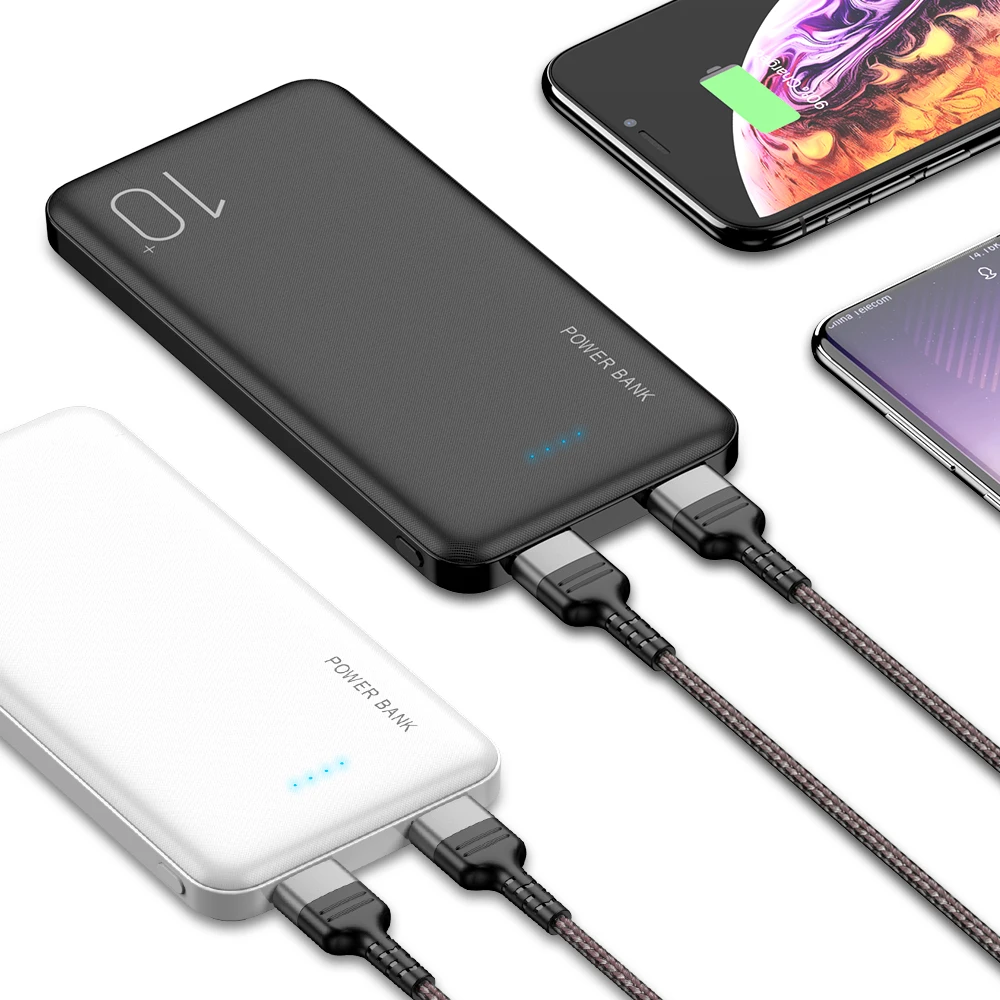 Портативное зарядное устройство RAXFLY 10000 мАч с двумя usb-портами для быстрой