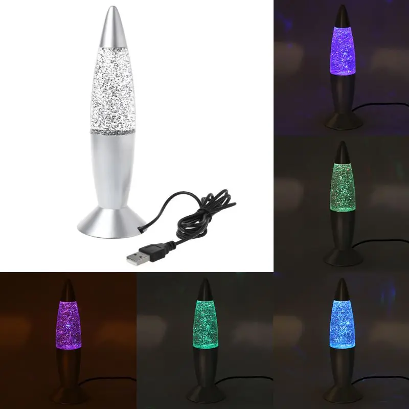 

3D ракета многоцветная меняющая цвет Лавовая Лампа RGB светодиодный Блеск ночсветильник подарок