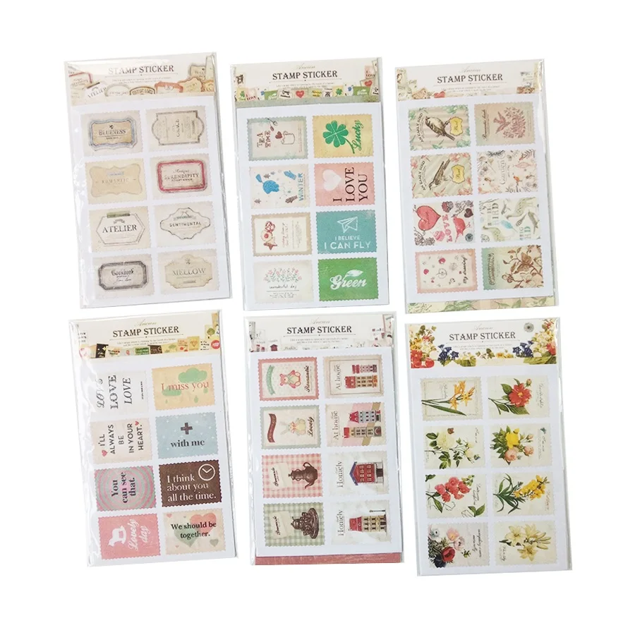 

free shipping 50packs Vintage Herbal Stamp Stickers DIY Decorative Adhesive Scrapbooking Diary Stickers