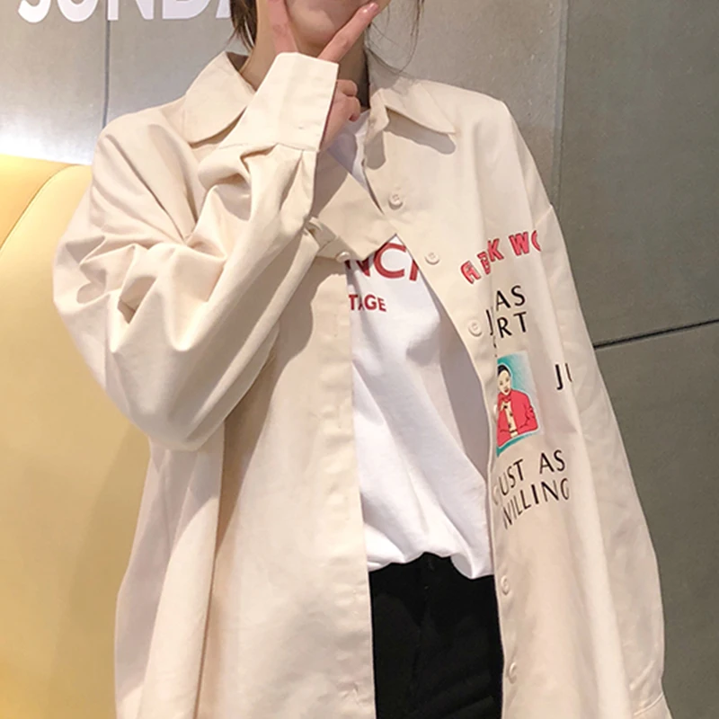 Новое поступление женские джинсы с буквенным принтом и длинным рукавом большие