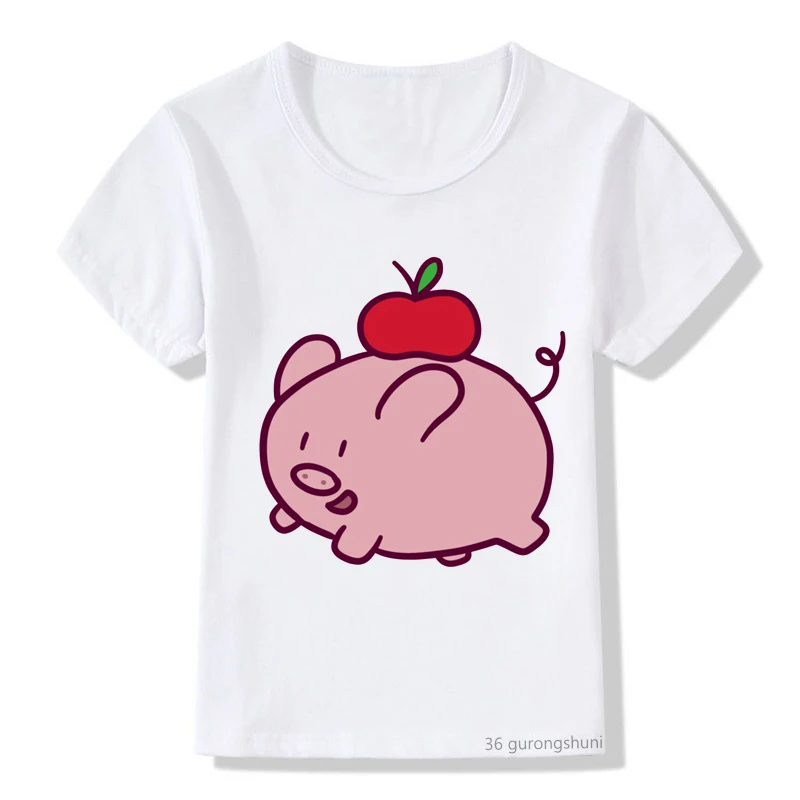 Camiseta Kawaii para ni&ntilde;os y ni&ntilde;as, ropa con estampado de cerdo de fogatas, regalo de cumplea&ntilde;os, de verano-0