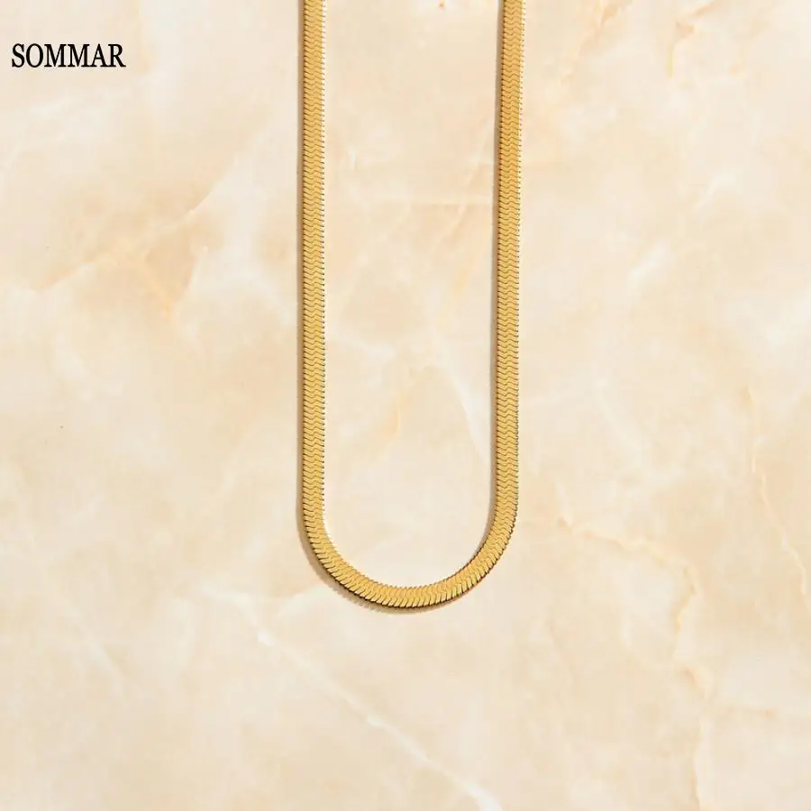 Очаровательное женское колье Sommar 18KGP из змеиной цепи 37 + 11 5 см ожерелье