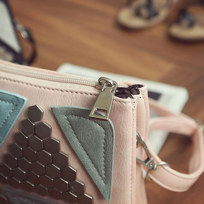 Винтаж Для женщин кожа Сумки лоскутное Треугольники расшитые блестками для