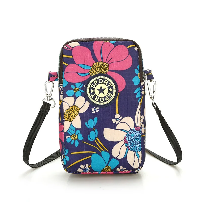

Summer Multi-layer Mini Waterproof Mobile Phone Bag Coin Purse Canvas Crossbody Bag New Shoulder Diagonal Female Clutch Handbag
