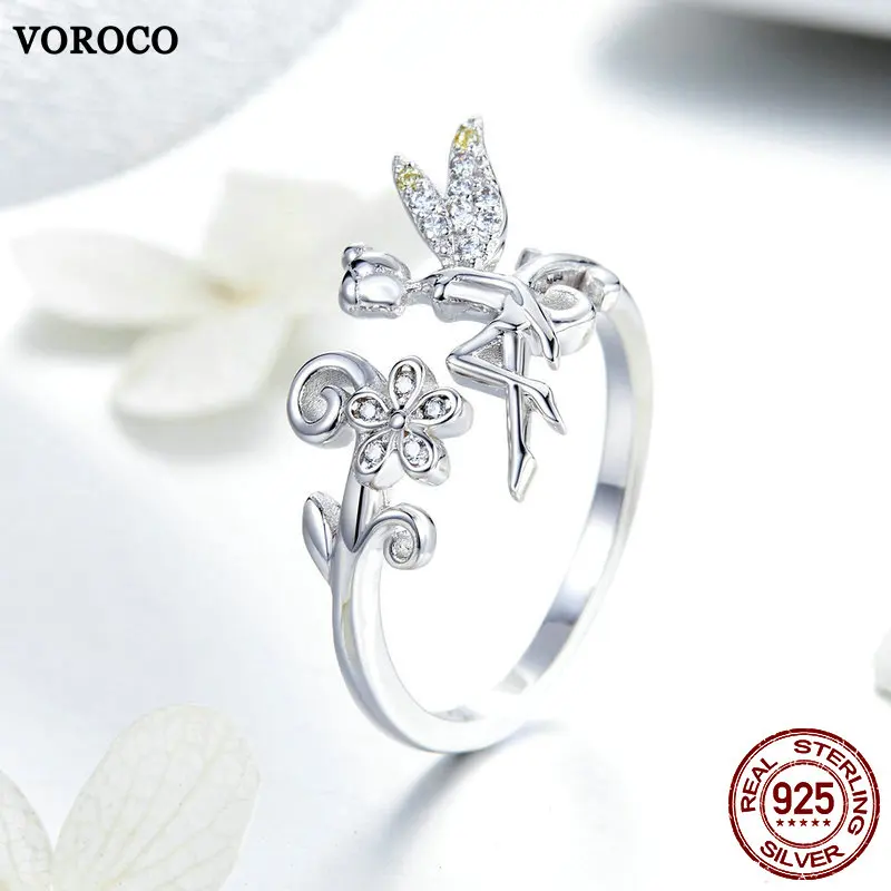 VOROCO, Настоящее 925 пробы, серебряные волшебные кольца для женщин, свадебные, Помолвочные, вечерние, изысканные, роскошные серебряные 925 ювелирные изделия BNR025