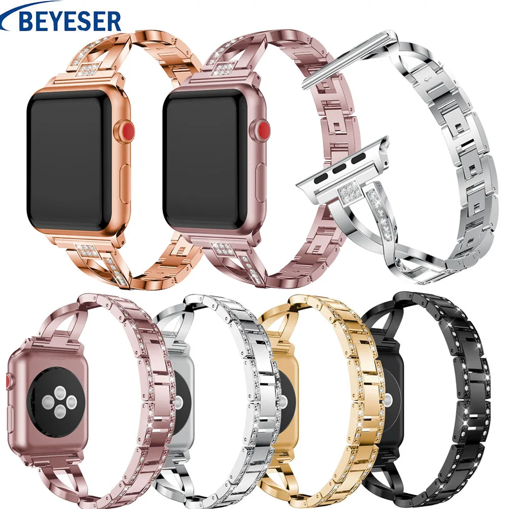 Ремешок для часов из нержавеющей стали Apple Watch 38 мм 40 браслет смарт 42 44 серия 5 4 3 2
