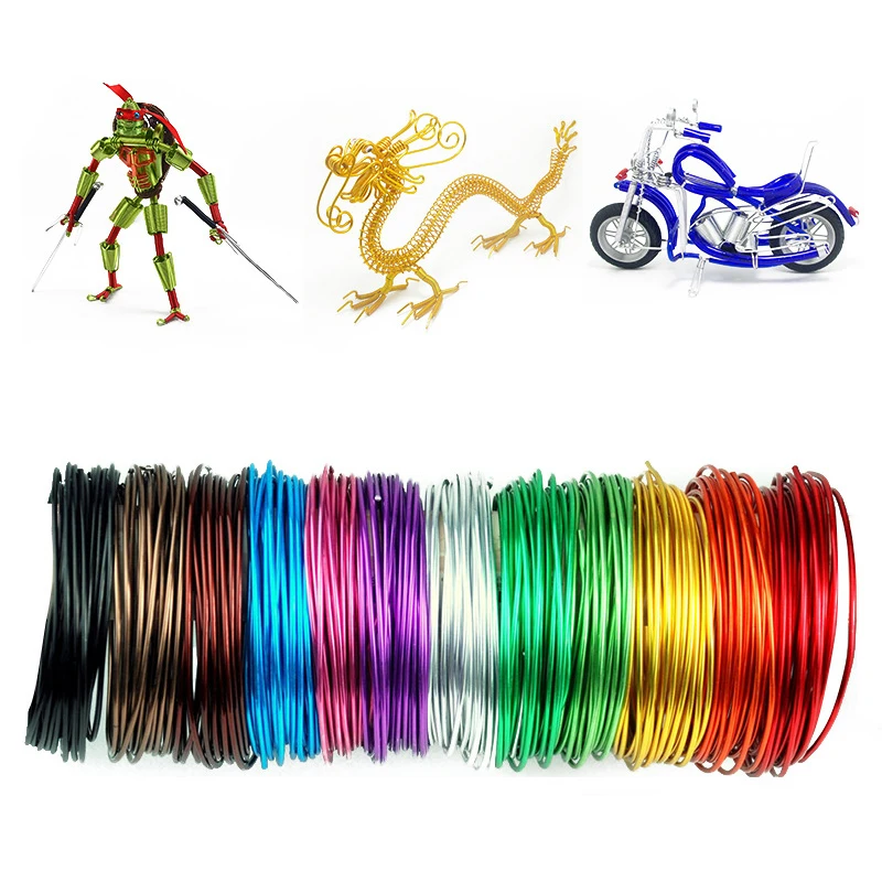 

5M Aluminum Wire 1/1.5/2mm Diameter Soft Colored Aluminum wire For DIY Handmade Crafts Accessories Modeling materials