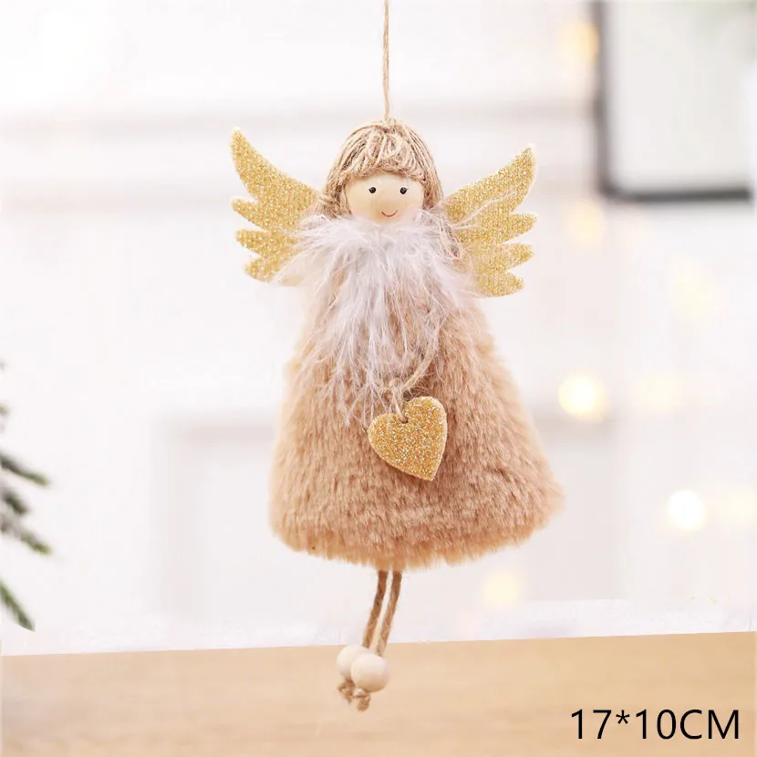 A3-Khaki heart angel Navidad Рождественская елка, украшение автомобиля, деревянная подвесная подвеска, лося, рождественские украшения для дома, год, Noel, подарок на день рождения - Цвет: A3-Khaki heart angel