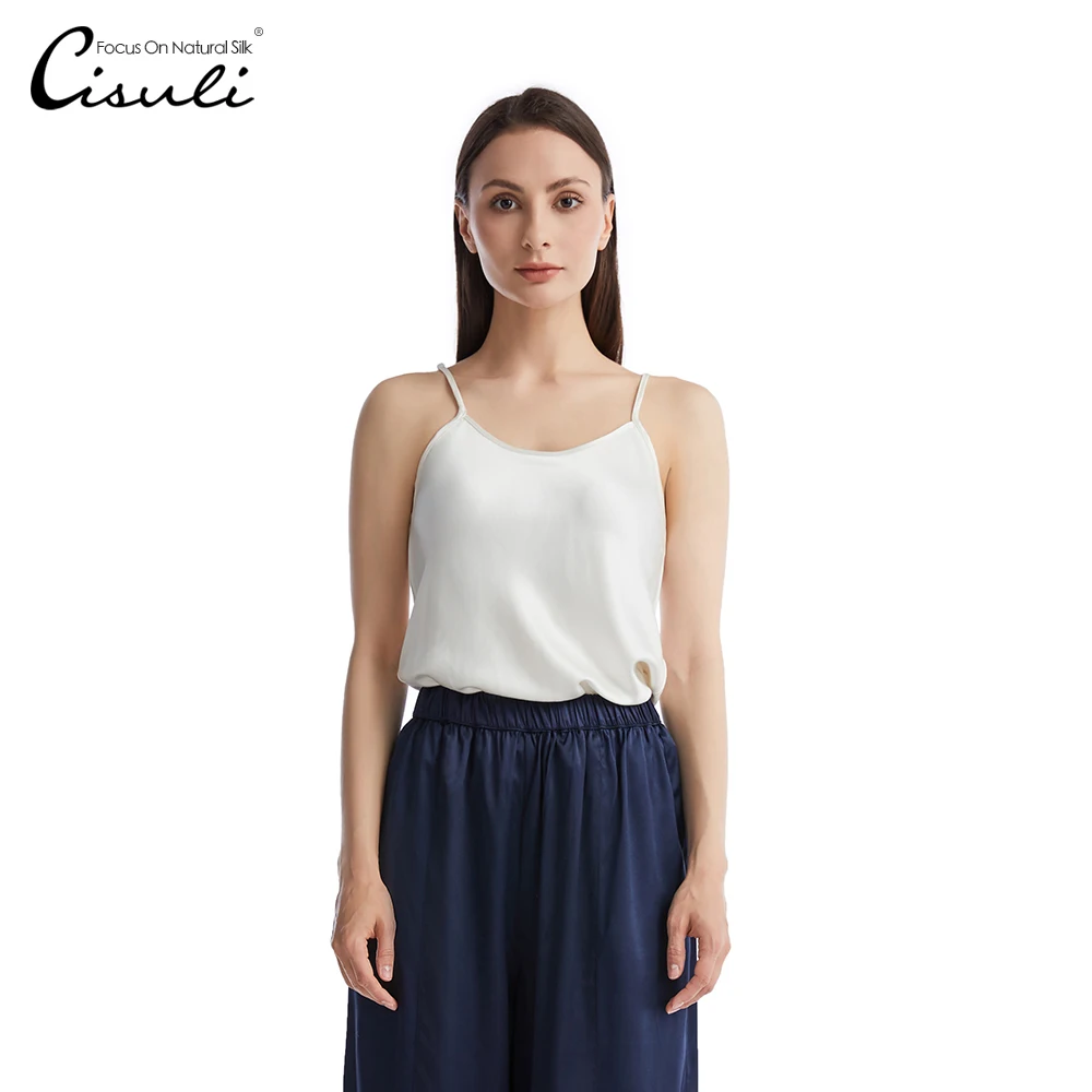 CISULI Camisole Women 100% Silk Tops Natural Satin With Adjustable Strap Summer Top Plus Size XL/2XL/3XL/4XL/5XL | Женская одежда
