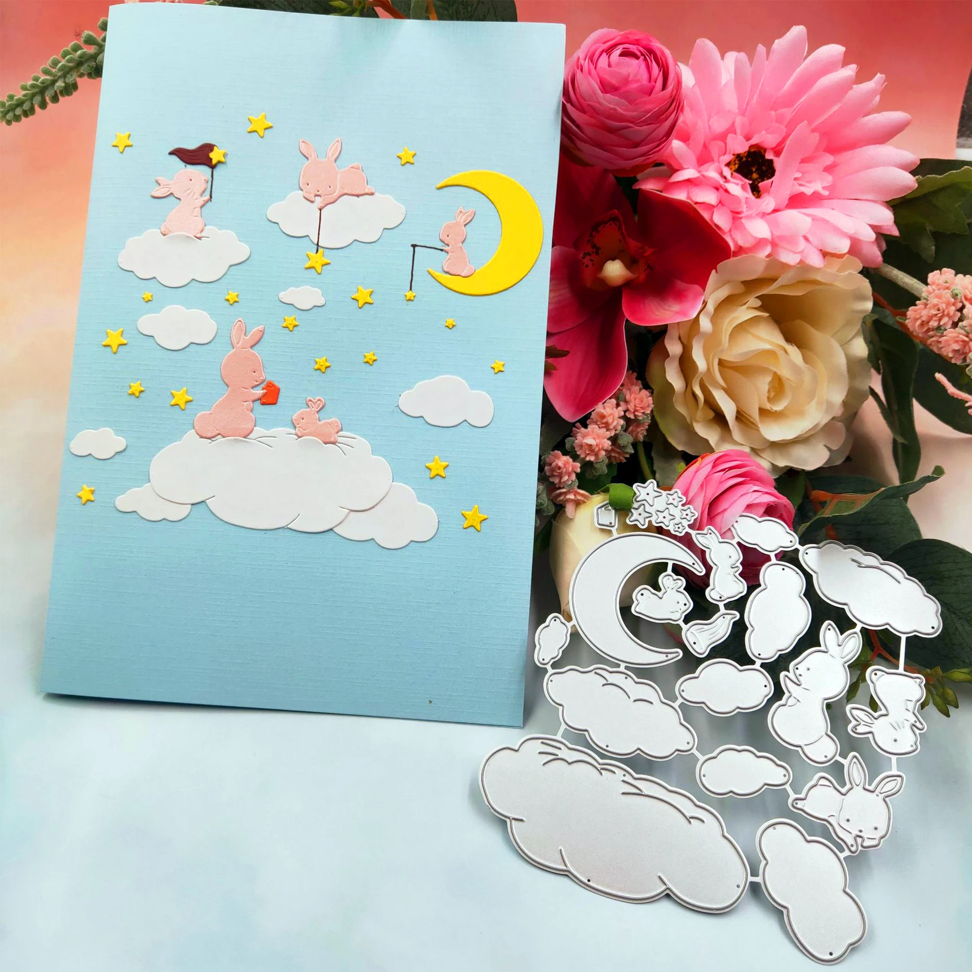 Облако луна кролик металлические Вырубные штампы Животные Кукла шаблон тиснение