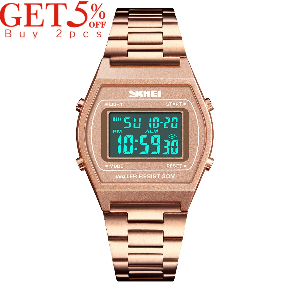SKMEI Для мужчин Роскошные Цифровые Часы Секундомер модные мужские часы Лидирующий бренд 12/24 час открытый Наручные часы erkek коль saati 1328