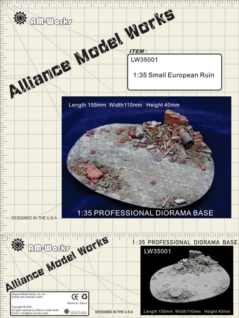 Модель 1/35 года из смолы маленькая Европейская разрушенная полимерная основа