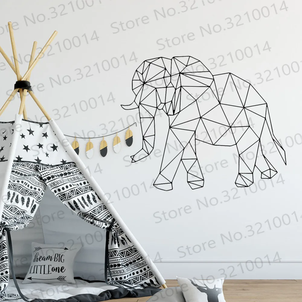 

Elephant Geometry Pattern Wall Stickers for Nursery Kids Room Animals Home Decor Vinyl Wall Decals Playroom Sweet Murals PW757