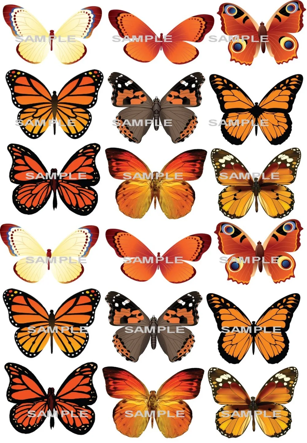 Большая Смешанная бабочка съедобный торт Топпер вафель рисовая бумага кекс