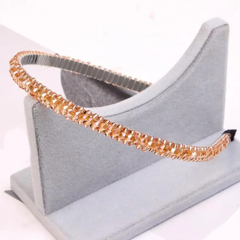 Блестящий обруч для волос с кристаллами и бусинами элегантная женская повязка на