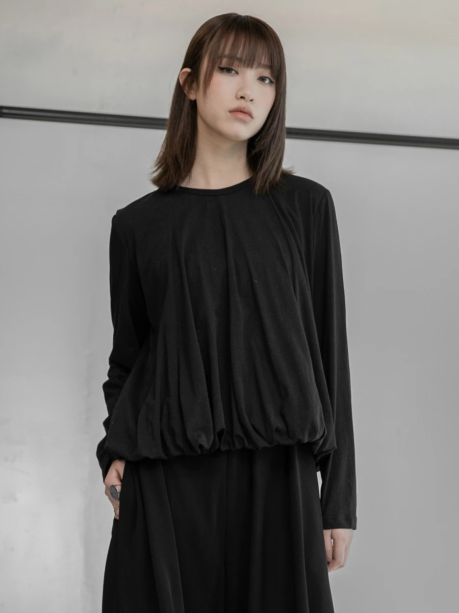 

SuperAen 2021 Spring New Design Double Layer Slim Cotton Solid Stand Casual Woman Tshirts