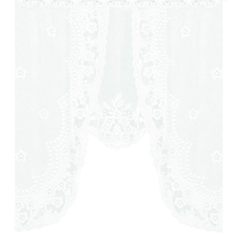 Шторы в винтажном стиле кружевные Фотошторы с шарфом белыми цветами для гостиной