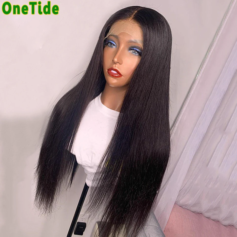 Brazilian 30 Inch Lace Front Wig Bone Straight Human Hair Wig Pre Plucked Glueless T Part Lace Closure Frontal Wigs For Women