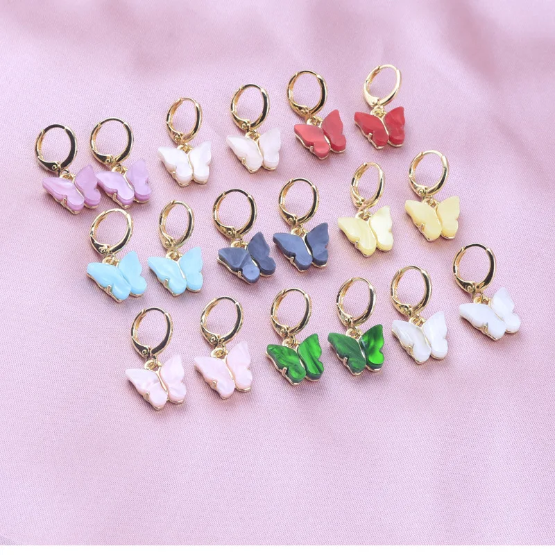 

Korean version of the new fashion earrings acrylic butterfly-shaped jewelry small fresh and sweet drop earrings female cute best