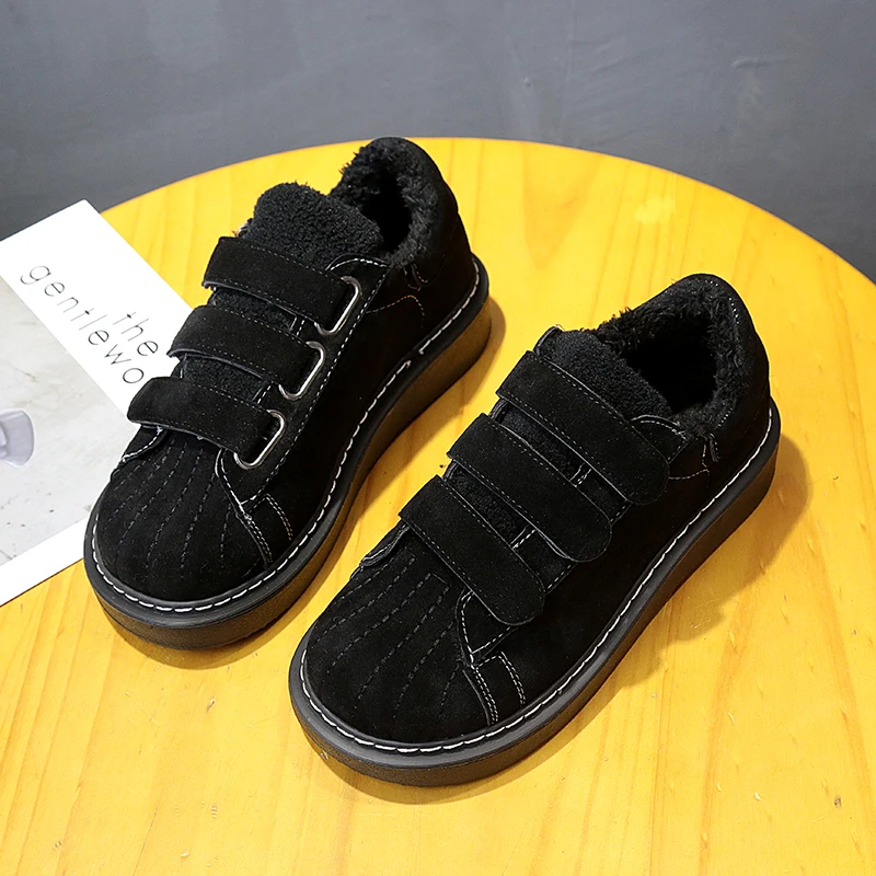 

Shell-toe Shoes Women Autumn Winter Cotton Shoes Thick-soled Japanese Flat-soled Doll Shoes Velcro Casual Sports Women's Shoes