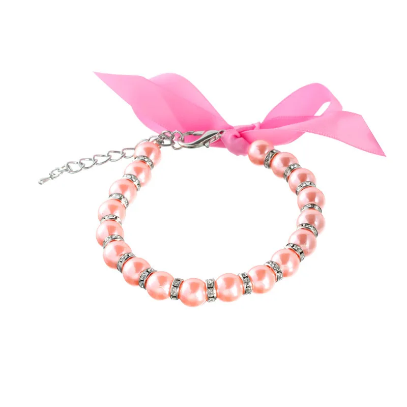 

Pet Dog Pearls Necklace Collar Jewelry Bling Rhinestones Puppy Cat Wedding Collar Jewelry Accessories for Female Dogs Cats Pets