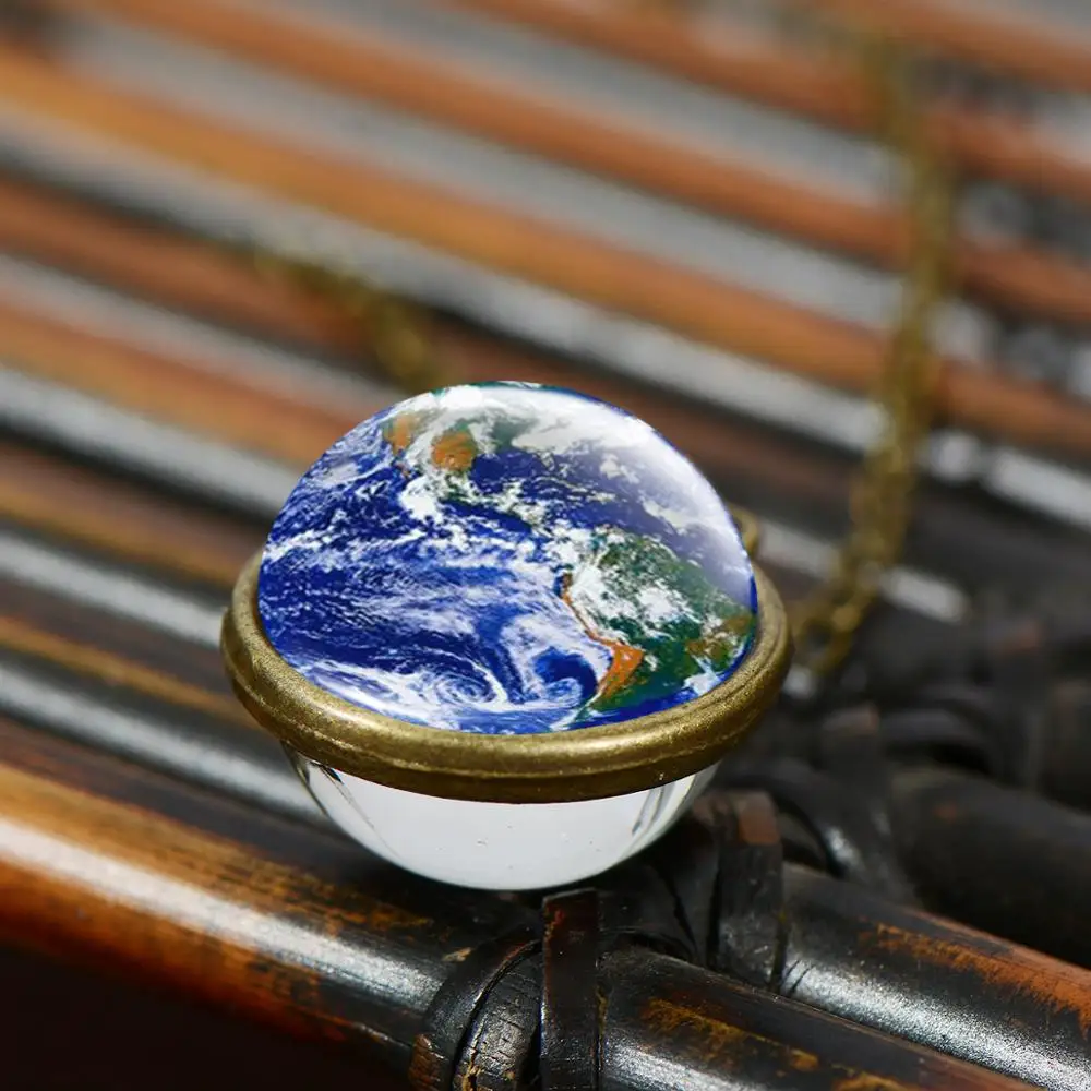 Ожерелье и подвеска с изображением синей земли карты Нью-Йорка стеклянный шар