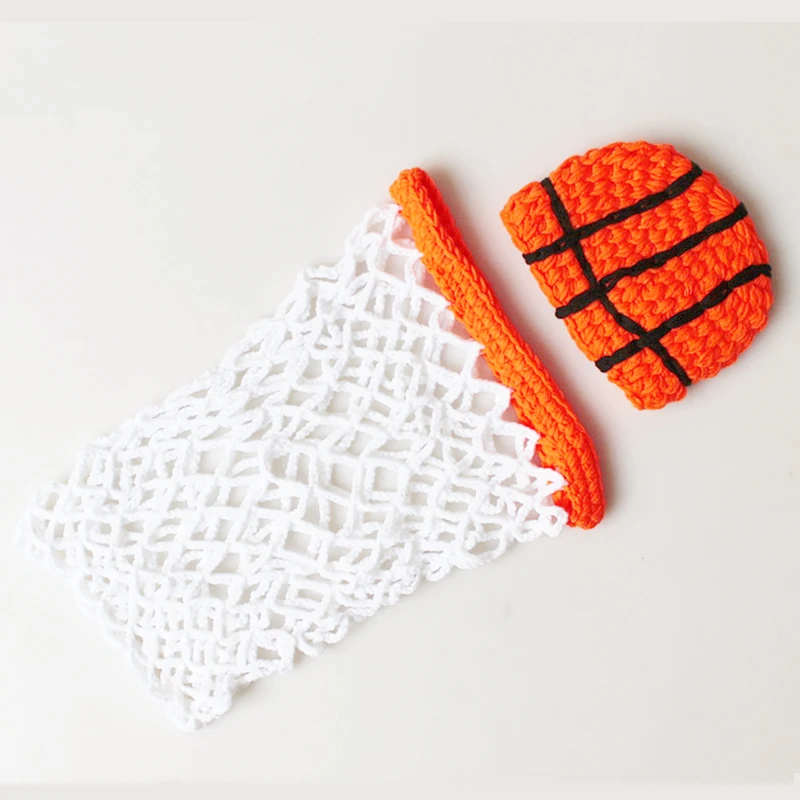 Newborn Baby Photography Props Outfits Basketball Hat Designer Knitting Hoop Set for Boys Girls New Orange Babe Costume