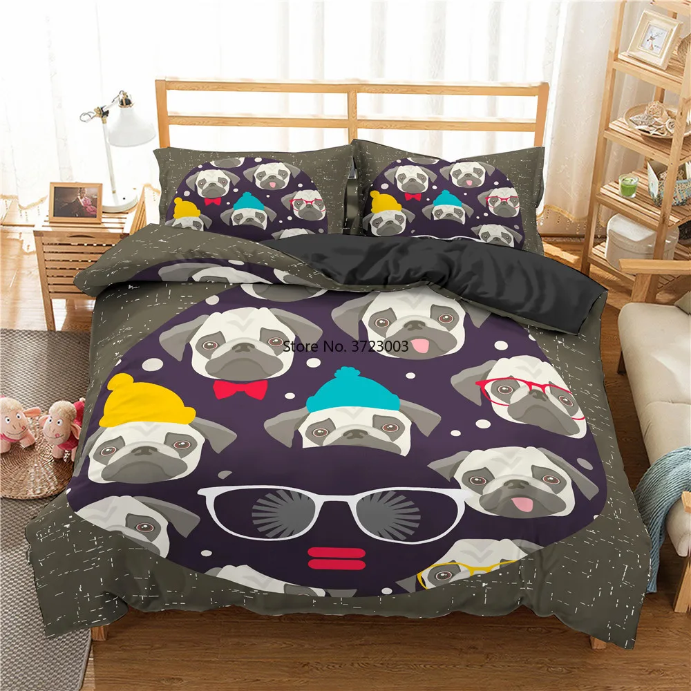 

3D Dog Digital Print Bedding Set Cartoon Pattern Single Double Queen King Size Home Textile Bedding 2-3 Pieces