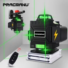 PRACMANU 16 линий 4D лазерный уровень самонивелирующийся 360 горизонтальный и вертикальный крест супер мощный зеленый лазерный уровень