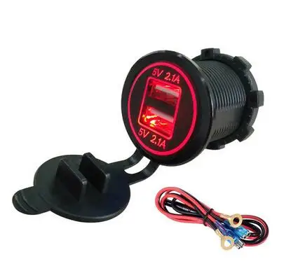 red light N cable Универсальный автомобильный прикуриватель Зарядное устройство usb-устройство для DC12V-32V Водонепроницаемый Dual USB Зарядное устройство 2 Порты Мощность разъем 5В 2.1A/2.1A - Название цвета: red light N cable