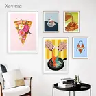 Абстрактная забавная Картина на холсте с изображением пиццы, настенный художественный плакат в скандинавском стиле, Современный домашний декор, картина для ресторана, кухни, магазина