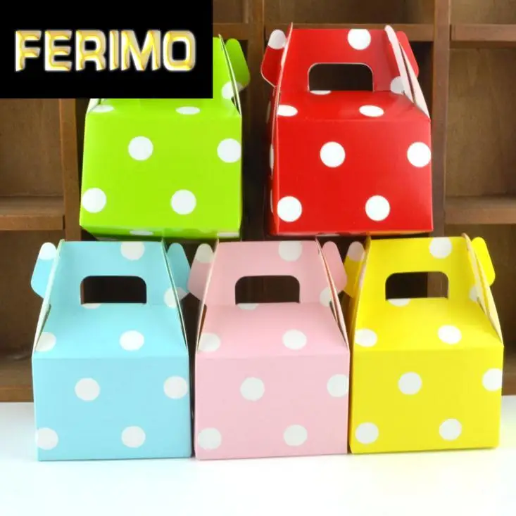 10 шт яркий в горошек картонная двускатная коробка коробки для свадебного