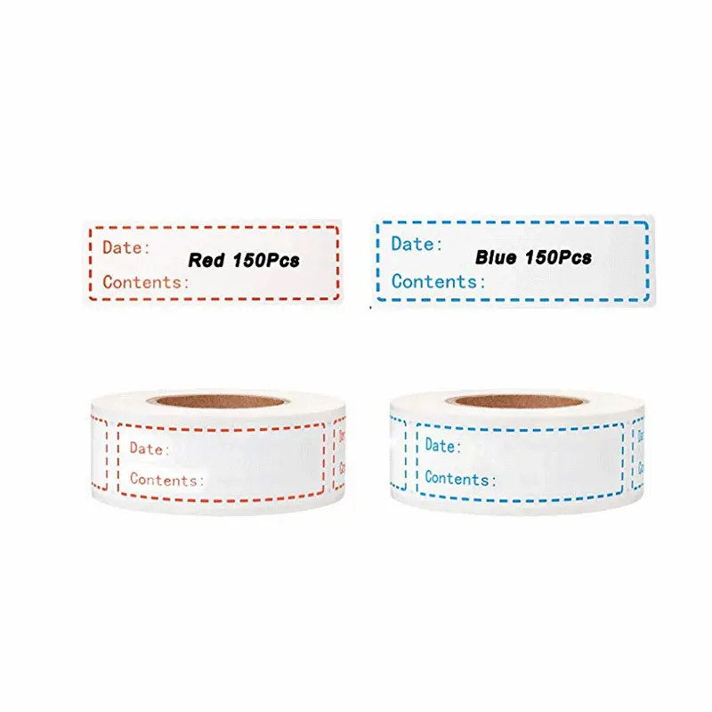 150 шт/500 шт рулон кухни еда Дата наклейка Синий Розовый 2 5*7 5 см стеклянная легко