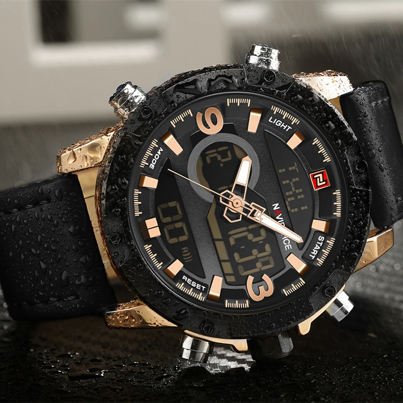 Часы наручные NAVIFORCE Мужские кварцевые аналоговые модные роскошные спортивные