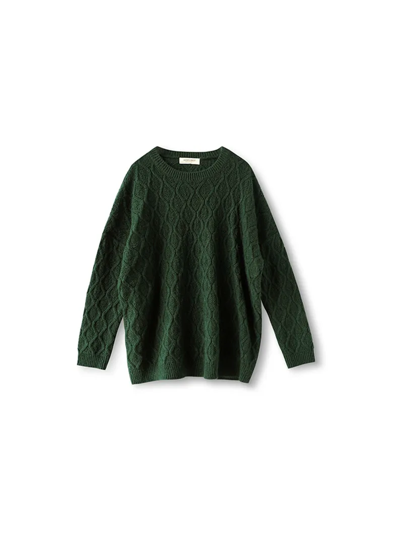 Женский вязаный свитер с круглым вырезом Зимний пуловер оверсайз длинным