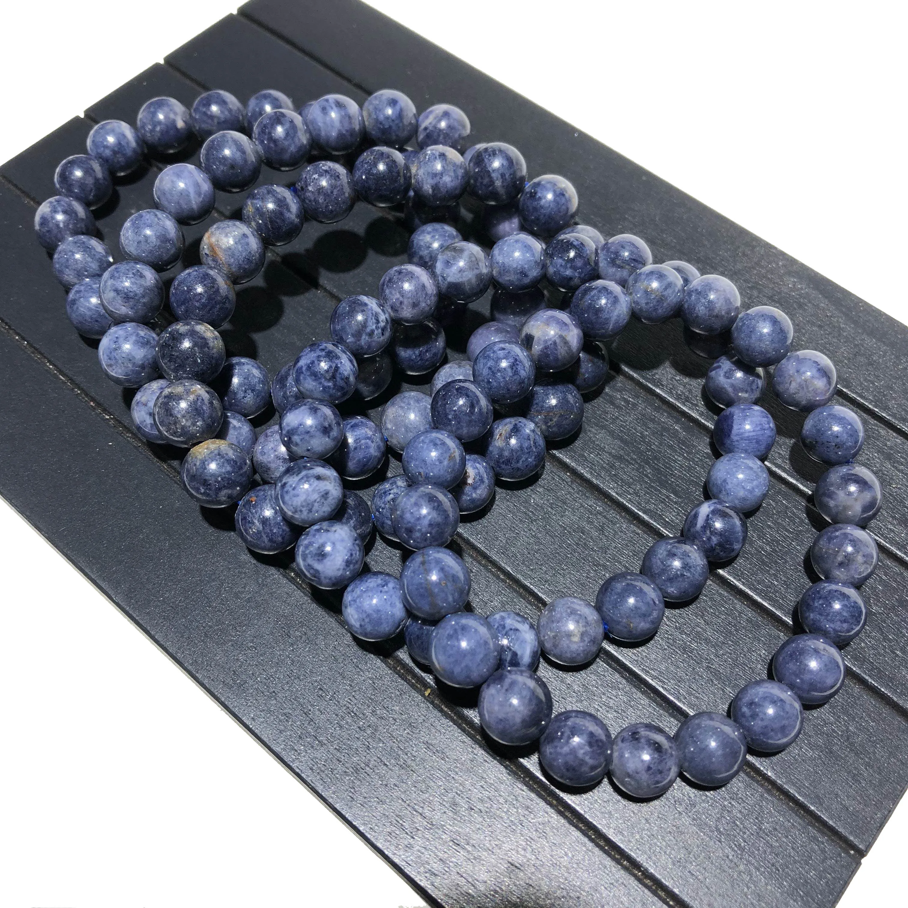 

Women Men Bracelet Charm Gemstone Spacer Round Beads Natural 8mm Blue Sapphire Stone Beads Wealth Bracelet Necklace Accessories