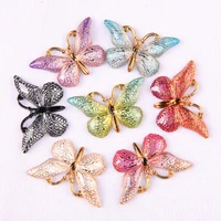 boliao 7pcs 2338mm butterfly colorful acryl flat back with 1 hole handmade art work earring pendant decoration craft diy r329