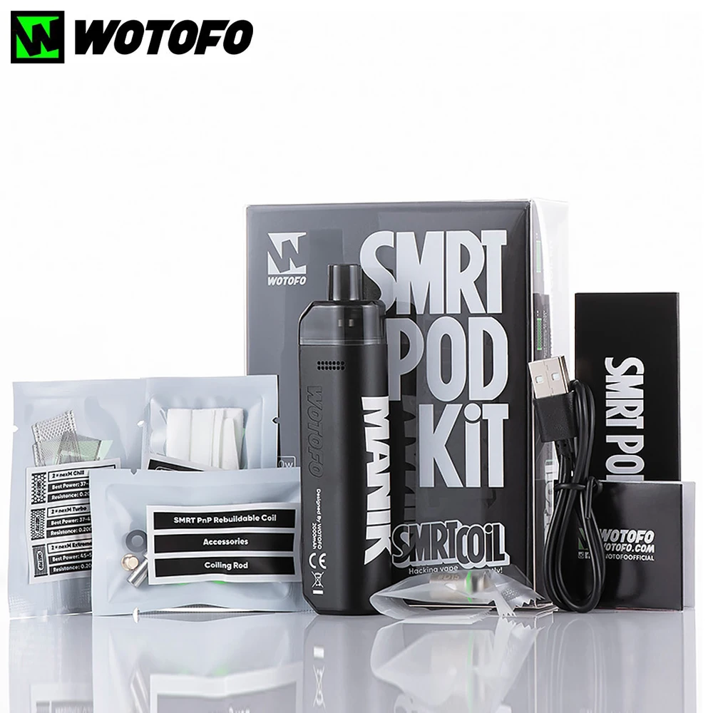 

Original Wotofo SMRT Pod Vape Kit 2000mah Battery 80W Vape Mod with 4.5ML Cartridge Rebuildable Pod System E-Cigarette NexCHIP