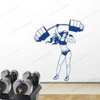 muscles woman wall sticker vinyl decal mural art decor bodybuilder gym fitness decal sport cx1396