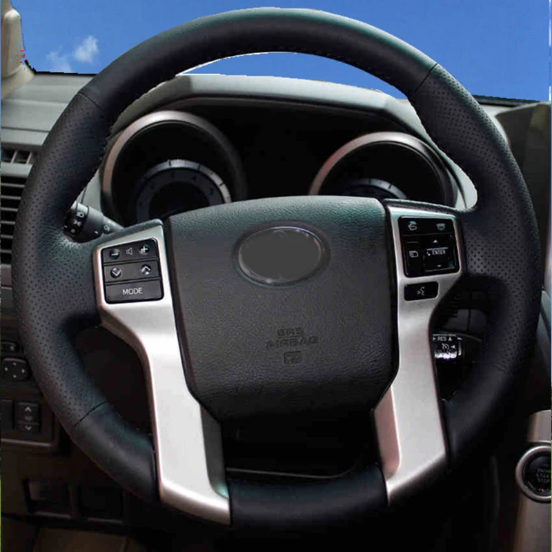 Чехол для руля CARDAK сшитый вручную черный искусственная кожа Toyota Land Cruiser Prado 2010-2014